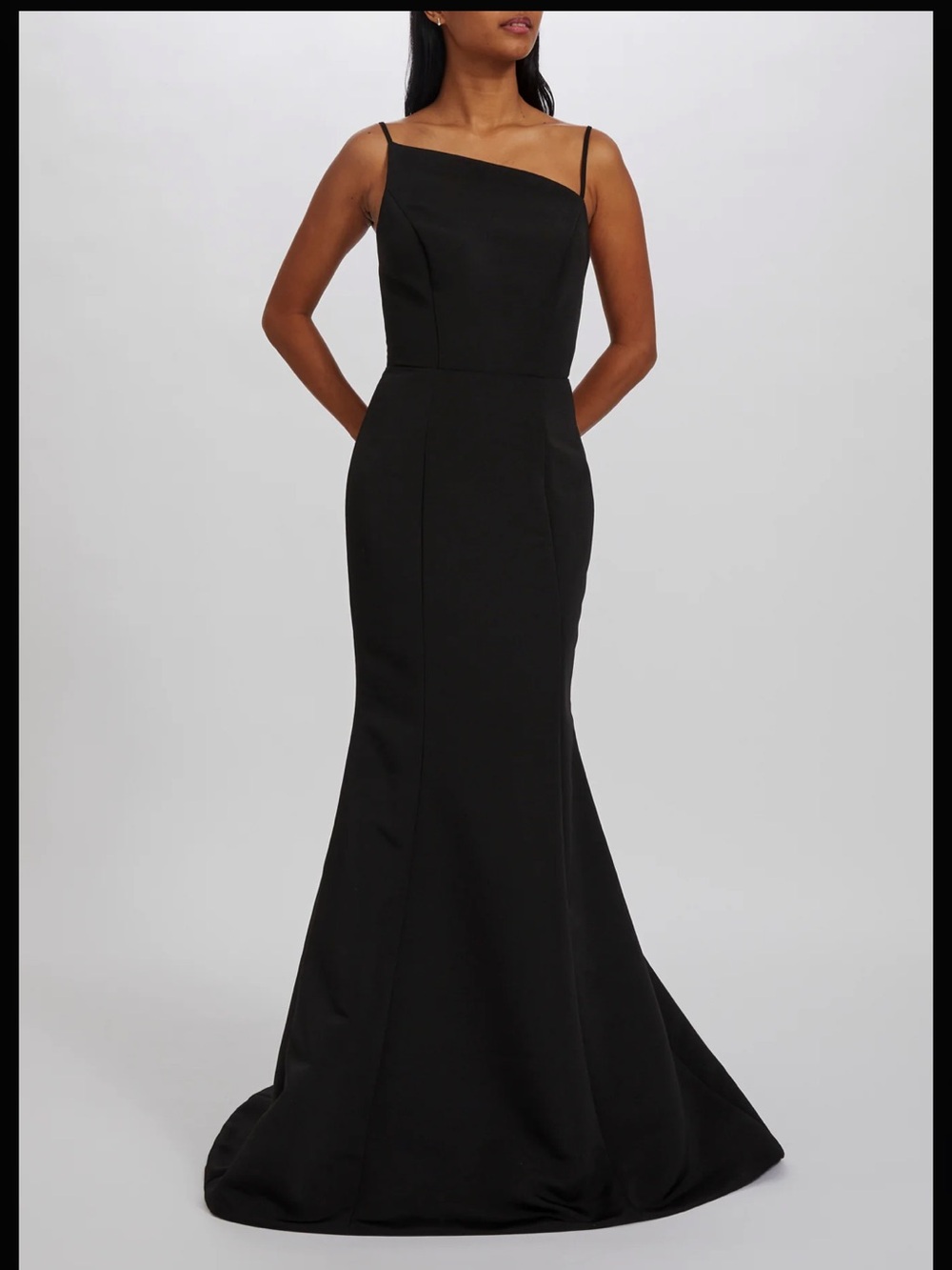 Amsale Lux Evening Gown in Black Faille